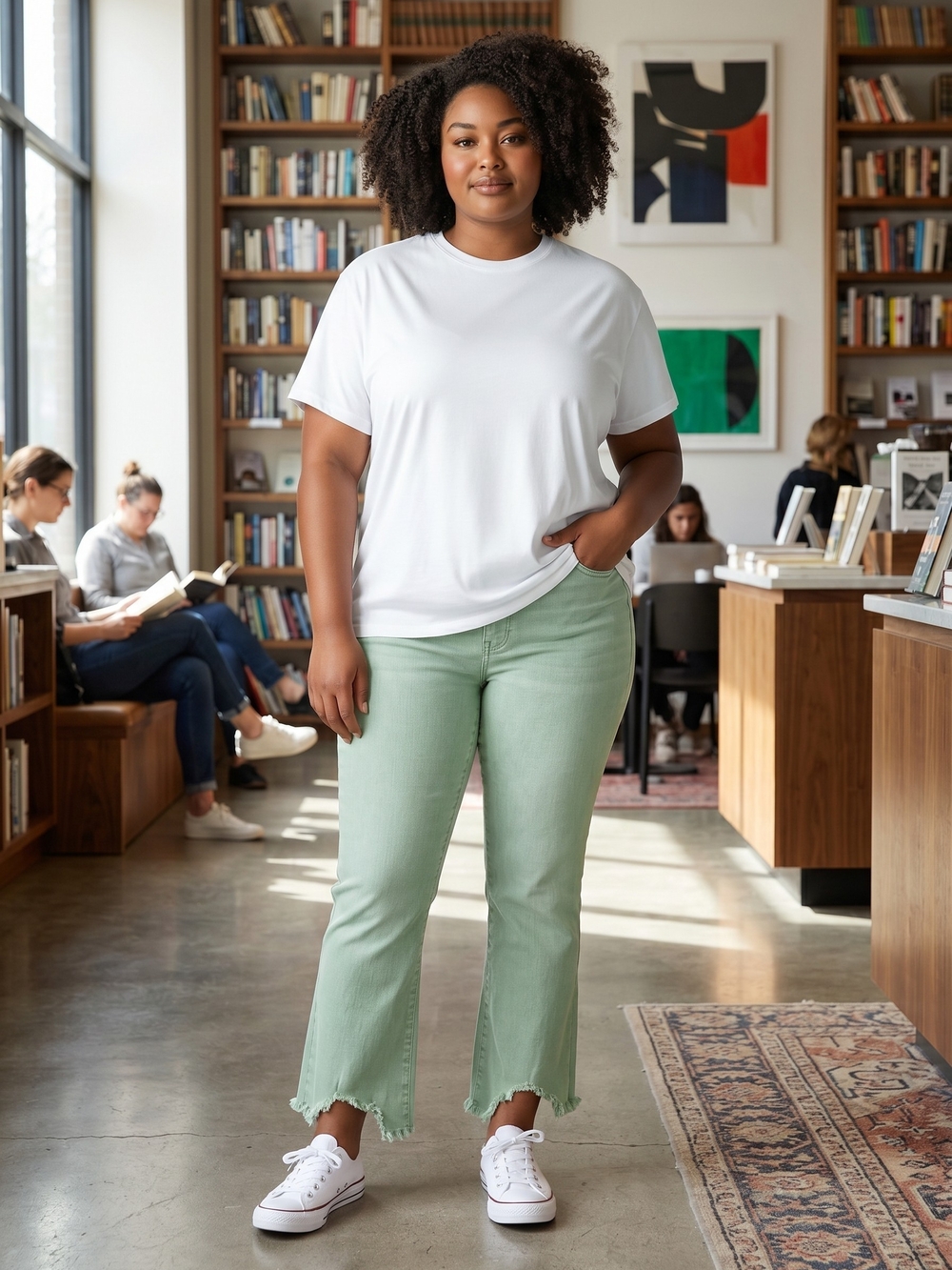 Special A Cropped Jeans in Sage Green | Size 1X